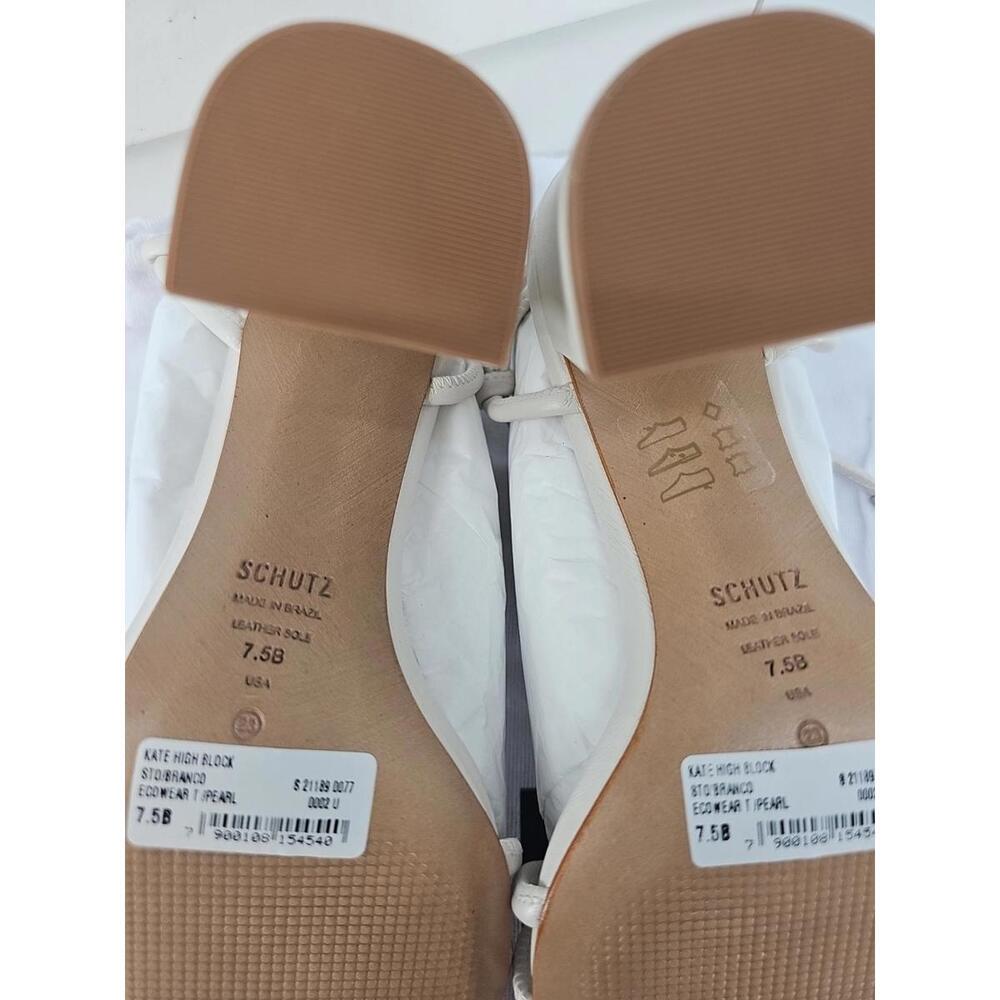 Schutz Women's Kate High Block Sandals $128 - US Size 7.5 - White Pearl - 1124 - Picture 8 of 9